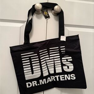 NWT Dr. Martens Black Tote Bag with White DMS Logo & Zipper